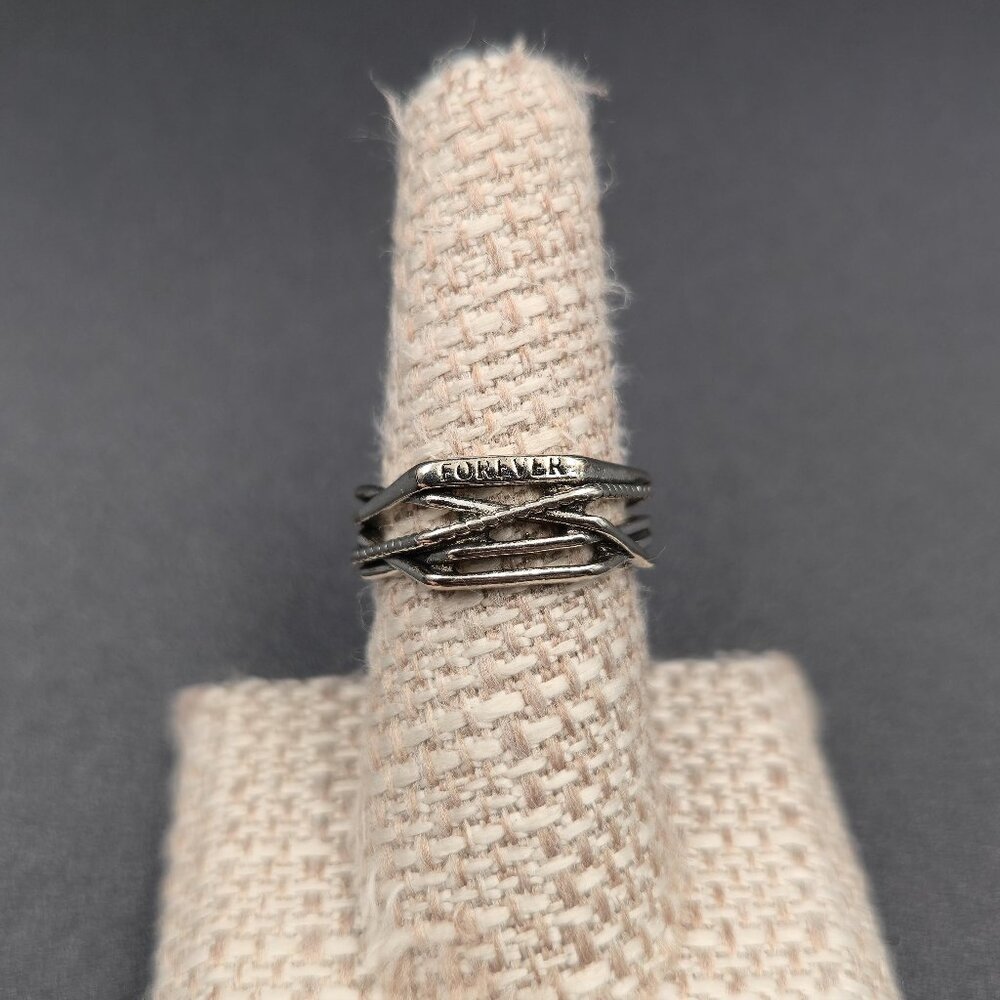 Size 7 Sterling Silver Forever Word Open Band Ring A6513